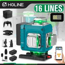 Livella Laser Verde HGLINE 4D a 16 Linee con Controllo Remoto APP, Strumento di Misurazione Laser Orizzontale e Verticale, Livella Laser Inclinabile