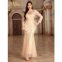 2024 jinzuo plus size abendkleider meerjungfrau o hals volle ärmel spitze applikationen vestidos elegantes party kleid lang