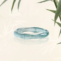 Innerer Diameter15mm-20mm natürlicher Eisjade-blauer Wasser bambus knoten ring mit hochgradiger drei dimensionaler Skulptur frauen schmuck