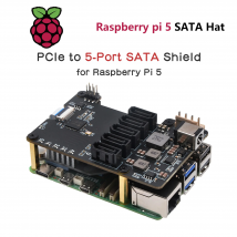Raspberry Pi 5 X1009 PCIe zu 5-Port SATA Shield SATA HAT Erweiterungskarte (NICHT unterstützt Boot von HDD/SSD)