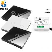 Diese 86 Schalttafel EIN/AUS-Touch-Schalter Drahtloser Lichtschalter 433 MHz Fernbedienung, AC 85 V ~ 240 V 10 A Unterbrecher für Beleuchtung