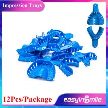 EASYINSMILE Dental S/M/L/XL vassoi per impronte in plastica perforata superiore/inferiore 12 pezzi autoclavabile