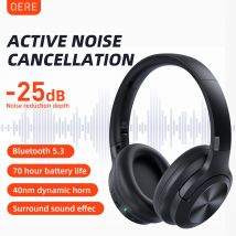 Cuffie wireless QERE E80 Auricolare bluetooth 5.3 ANC Cancellazione del rumore Audio ad alta risoluzione Cuffie over the ear 70H 40mm Driver2.4G