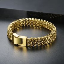 Hip Hop Edelstahl klobiges schweres Goldfarbenes Armband dicke Textur Gliederkette Rock Armband für Männer Frauen