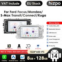 4G Android 14 2Din Radio Lettore multimediale per auto 2 Din 7 pollici Autoradio per Ford Focus S-Max Mondeo Galaxy C-Max Kuga Navi GPS RDS