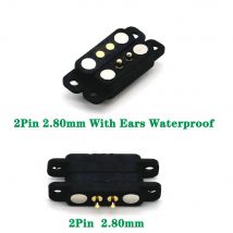 2Pin With Ears Waterproof Spacing 2.80mm Magnetic Pogo Pin Connector Pogopin Male Female Spring Loaded DC Power Socket