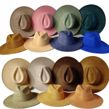 Vegan Suede Fedora Rancher Hats Blank Hats for Burning Multicolor Heart Shaped Top 9.5cm Brim Unisex Jazz Hat Church Hat