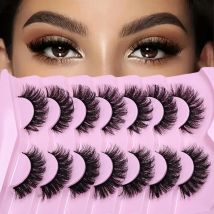 7 Paar falsche Wimpern, natürliches Aussehen, künstliche Wimpern, Katzenaugenwimpern, flauschige Streifen, falsche Wimpern, für den Einsatz zu Hause ﻿