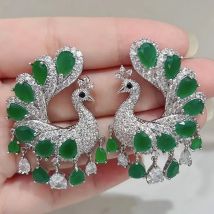 Orecchino nappa verde pavone moda Bilincolor per matrimonio donna