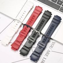 Watch Accessories For Casio AW-591 AW-590 AWG-M100 AWG101 Strap 16mm Men's Resin Watchband Sports Waterproof Bracelet