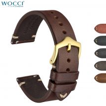 WOCCI Crazy Horse Echtleder-Uhrenarmband, 18 mm, 20 mm, 22 mm, für Smartwatch, Huawei, Samsung Galaxy Gear, Schwarz, Grün, Braun