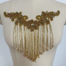 1PCS  Rhinestone Applique tassels flower patches Iron on/sew on wedding dress accessories For Clothes Decoration