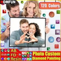HOMFUN 120 Farben Harz + Feenstaub + AB Bohrer Foto Benutzerdefinierte Diamantmalerei Kreuzstich Strass Heimdekoration Geschenk