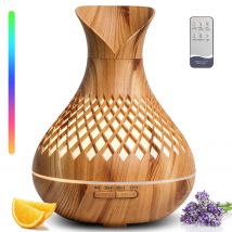 Humidificador de grano de madera de 500ml con flores, difusor de aromaterapia silencioso, minihumidificador recargable por USB con luz nocturna colorida