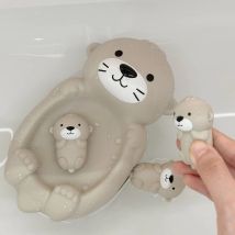 4 Teile/satz Otter Familie Bad Spielzeug Baby Badezimmer Spiele PVC Kind Badewanne Spielzeug Für Eltern-kind-otter versiegelt Schwimmende wasser Geschenke