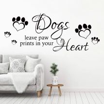 Englische Phrasen „Hunde hinterlassen Pfotenabdrücke...“ Kunst-Wandaufkleber, abnehmbar, für Schlafzimmer, Wohnzimmer, Türdekoration, Wandaufkleber