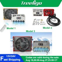 Treeligo 12V 24V Electric Car Parking Air Conditioner Split Refrigeration Air Conditioning For Truck Caravan Tractors Camper Van