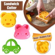 Sandwich Mould Bear Mini Cartoon Cute Bear Rabbit Car Sandwich Sealer Kids Bento Lunch Mold Cookie Cutter Baking Pastry Tools