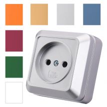 Silbrig, nicht geschliffen, flammhemmend, klassische Stecker, Steckdose, Wandmontage, Steckdosen, EU-Standard, Farbe, Kunststoff, 250 V Oberfläche