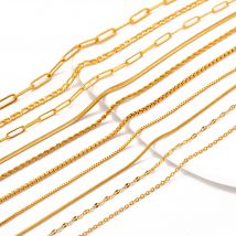 5pc 18K Gold Farbe PVD Überzogene Edelstahl Kuba Kreuz O Welligkeit Twisted Kette Halskette Verstellbare Kette DIY Halskette Großhandel