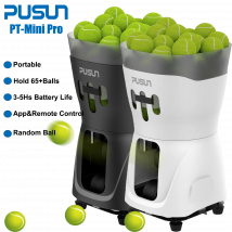 Macchina per palline da tennis, PUSUN PT-Mini Pro con telecomando Smart App Control, capacità oltre 65 palline, durata della batteria di 3-5 ore, max 37,2 MPH