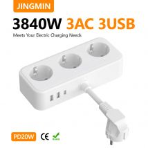 Multipresa con spina europea da 3840 W con prese di ricarica rapida 2USB-A e tipo C Presa elettrica 250 V 16 A con cavo di espansione