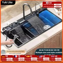 Lavello da cucina a cascata in acciaio inossidabile Display digitale Lavelli da cucina multifunzionali Ampia fessura singola Tipi multipli di lavelli