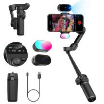 AOCHUAN Smart Gimbal Stabilizer X2 Mit integriertem Verlängerungsstange und LED-Anzeige Für iPhone und Android Smartphone Gimbal Schwarz