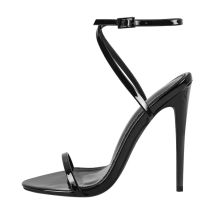 Richealnana Damen-Sandalen, schwarz, offener Zehenbereich, knöchelhoch, 12 cm, dünner Absatz, Partykleid, Damen-Sommersandalen