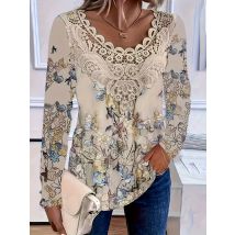 Plus Size Elegantes, lässiges Damen-T-Shirt, modisches, lockeres T-Shirt, Damen-Temperament, langärmeliges T-Shirt, Urlaub, Wochenende