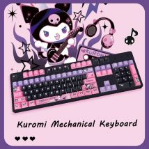 Tastiera meccanica Sanrio Kuromi Nero Rosa Tastiera Bluetooth wireless 2.4G Design carino per computer portatile da giocatore Regalo per ragazze