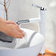 Grifos de lavabo, grifo de baño de latón, lavabos de recipiente, mezclador, grifo de tocador, caño giratorio, grifo de lavabo de Color blanco montado en cubierta, LT-701B