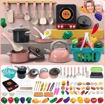 Set di giocattoli da cucina per bambini 92/69/59 pezzi Kit di accessori da cucina da gioco con pentole da gioco Fai finta di cibo Giocattolo da cucina Regalo per ragazze e ragazzi