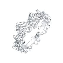 Orstarry S925 Sterling Silver Flower Butterfly Insect Closed Ring For Women Finger Ring Personality Jewelry Party Trendy Gifts
