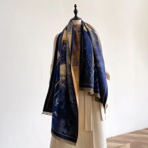 Marke Fashion Floral Winter Warme Kaschmir Schal Schal Frauen Ölgemälde Druck Pashmina Dicke Schals Wrap Femal Poncho Echarpe