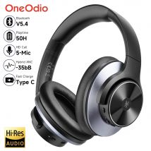 Oneodio auriculares bluetooth 5.4 inalámbricos A10, cascos con híbridos cancelación activa de ruido, audifonos bluetooth inalambrico, Audio de alta resolución hi res, ANC, con micrófono tipo c carga