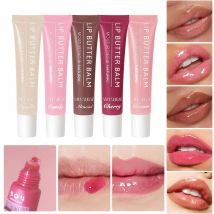 Feuchtigkeitsspendender Lippenbutterbalsam, langlebig, wasserfest, nicht fettend, Öl, Glanz, Spiegel, Glanz, Tönung, Pflege, 5 Farben