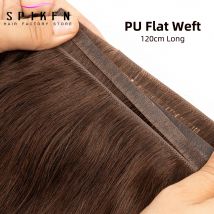 Tiefschwarze Haarverlängerungen mit langem Klebeband, dünner PU-Hautschuss, Echthaar, spinnt natürliches, glattes, unsichtbares Haarbündel, kein Kleber