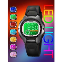 SKMEI 2024 LED Light Digital Children Sport Watches Stopwatch Calendar Clock 3Bar Waterproof Kids Wristwatch For Boys Girls