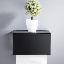 Toilet Paper Holder Matte Black Aluminum Bathroom Roll Paper Storage Rack Wall Mounted Paper Towel Holder Waterproof Tissue Box