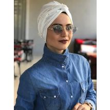 Plain Instant Turban Hut Solide Innere Hijabs Caps Frauen Perle Dekoration Kopf Wrap Stirnband