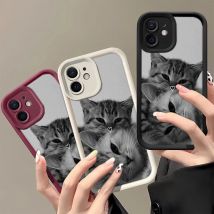 Süße schwarze Katze, weiche TPU-Handyhülle für iPhone 16, 15, 14 Plus, 13, 12, 11, Pro MAX, stoßfeste Silikon-Telefonabdeckung