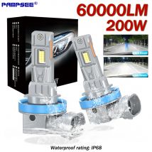 PAMPSEE 2Pcs 12V H7 LED Headlight H11 H4 H8 9005 HB3 9006 LED Bulb CSP 200W 60000LM for Toyota Corolla Honda Hyundai Ford Kia