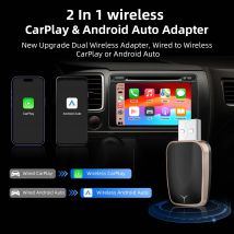 Neuer Upgrade Mini Dual Wireless Adapter, verkabelt mit Wireless Carplay oder Android Auto, 2in1 CarPlay Android Auto für OEM-Autoradio