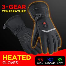 Electric heating gloves for winter skiing, adjustable in three levels, touch screen motorcycle gloves with waterproof strap and