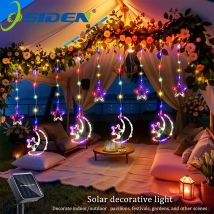 1PCS 120LED Solar Licht String Solar Stern Und Mond Licht String 8 Beleuchtung Modi für Outdoor Gärten Ramadan Hochzeiten dekoration