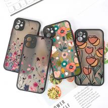 Custodia rigida opaca per iPhone 11 13 Pro Max 14 15 XR X 7 8 Plus SE 2020 12 Mini 13promax Protezione lente Fiore Fundas Cover