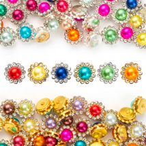 100 Teile/paket Gold/Silber Basis Perle Kristall Aufnäher Mix Strass Klaue Für DIY Kleidungsstück Schuhe Taschen zubehör