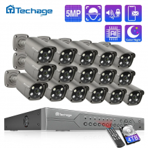Techage 16CH 5MP POE NVR Kit sistema de cámaras de seguridad Audio bidireccional H.265 IP AI cámara al aire libre P2P CCTV Video vigilancia Set