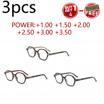 3 Stück runde Vintage-Lesebrille: Leopardenmuster, Federscharniere, bequeme Passform, Leistung 1,00–3,50